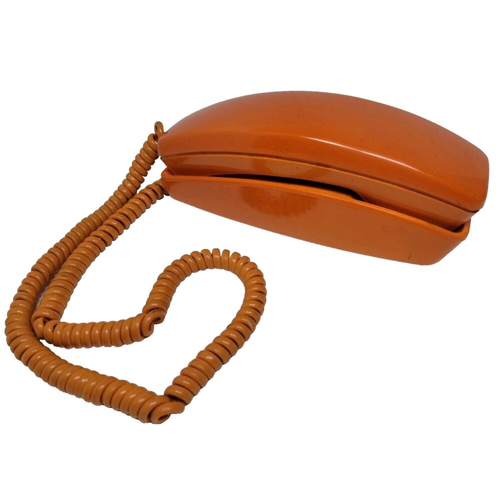 Vintage Orange GTE Rotary Phone for parts or restoration MCM